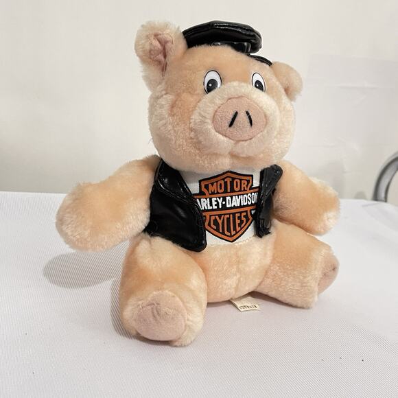 Vintage Harley Davidson Motorcycle Pig Biker Hog Stuffed Animal - Plush Toy 1998 - Picture 3 of 7